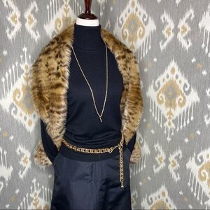 The Limited Cheetah Print Faux Fur Stole Scarf